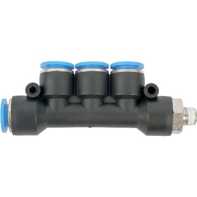 Aircraft Pu Hose Fitting Manifold 4 x 10mm Port x 1/8″M Aircraft Pu Hose Fitting Manifold 4 x 10mm Port x 1/8″M