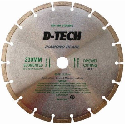 D-Tech Diamond Blade Segmented Std. 230×22.23 Brick & Masonry D-Tech Diamond Blade Segmented Std. 230×22.23 Brick & Masonry