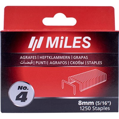 Miles Galv Staples 18G T50 8mm x 1250Pcs Miles No4 Miles Galv Staples 18G T50 8mm x 1250Pcs Miles No4