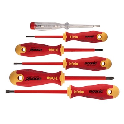 Felo 413 Screwdriver Set 6 Piece Ergonic Insulated VDE Sl/Ph/Mains Tester Felo 413 Screwdriver Set 6 Piece Ergonic Insulated VDE Sl/Ph/Mains Tester