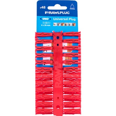 Rawlplug Uno Universal Plug Red 6mm 48 Per Card Rawlplug Uno Universal Plug Red 6mm 48 Per Card