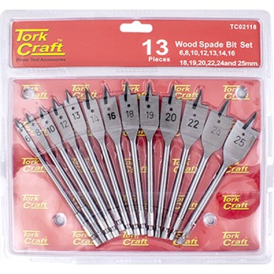 Tork Craft Spade Bit Set 13 Piece Double Blister Tork Craft Spade Bit Set 13 Piece Double Blister