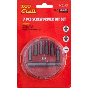 Tork Craft Screwdriver Bit Set 7 Pieces (Ph1/2.Pz1/2 Slotted6/7mm) Tork Craft Screwdriver Bit Set 7 Pieces (Ph1/2.Pz1/2 Slotted6/7mm)
