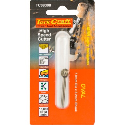Tork Craft Mini H/Speed Cutter 7.9mm Oval 3.2mm Shank Tork Craft Mini H/Speed Cutter 7.9mm Oval 3.2mm Shank