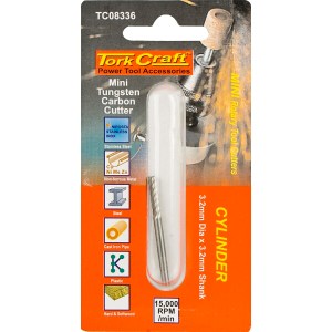 Tork Craft Mini Tungsten Carb. Cutter 2.4mm Cyl. 3.2mm Shank Tork Craft Mini Tungsten Carb. Cutter 2.4mm Cyl. 3.2mm Shank