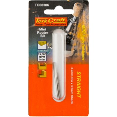 Tork Craft Mini Router Bit 3.2mm Straight 3.2mm Shank Tork Craft Mini Router Bit 3.2mm Straight 3.2mm Shank