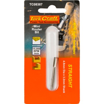 Tork Craft Mini Router Bit 4.8mm Straight 3.2mm Shank Tork Craft Mini Router Bit 4.8mm Straight 3.2mm Shank