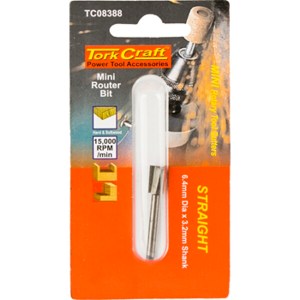 Tork Craft Mini Router Bit 6.4mm Straight 3.2mm Shank Tork Craft Mini Router Bit 6.4mm Straight 3.2mm Shank