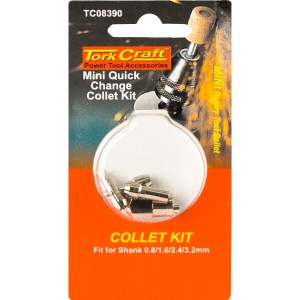 Tork Craft Mini Quick Change Collet Kit 0.8/1.6/2.4/3.2mm Tork Craft Mini Quick Change Collet Kit 0.8/1.6/2.4/3.2mm
