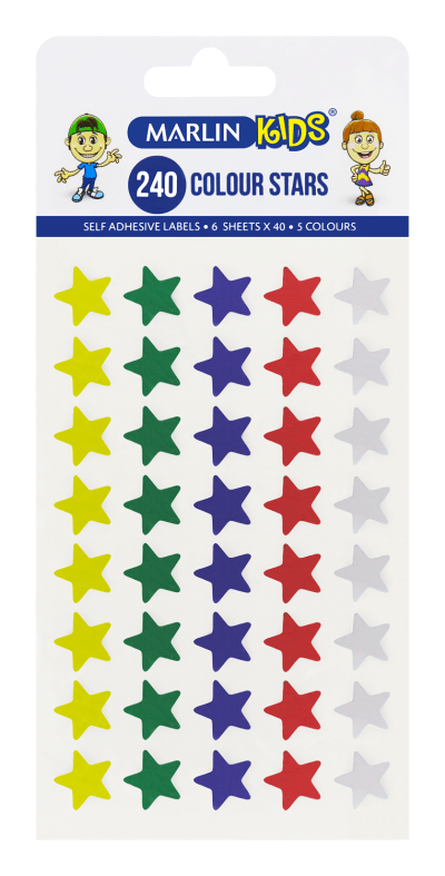 Marlin: Self Adhesive Labels – 240 Colour Stars – Pack of 10 Marlin: Self Adhesive Labels – 240 Colour Stars – Pack of 10
