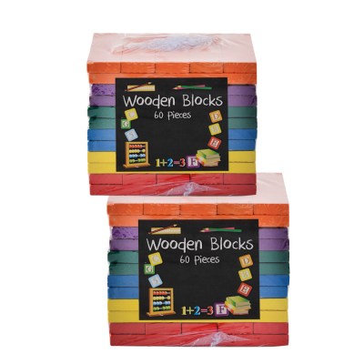 Edu Wooden Blocks – 60 Pieces (2 Pack) Edu Wooden Blocks – 60 Pieces (2 Pack)