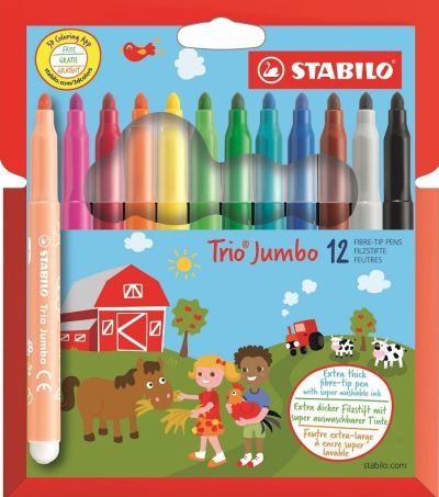 Stabilo Trio Jumbo Extra-Thick Fibre-Tip Pen – Assorted Box of 12 Stabilo Trio Jumbo Extra-Thick Fibre-Tip Pen – Assorted Box of 12