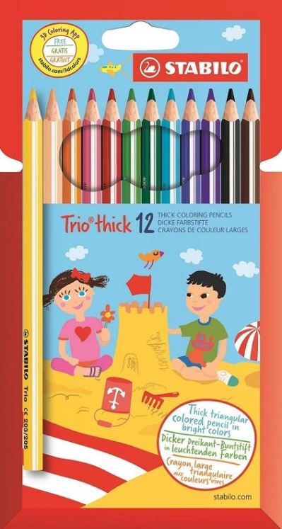 Stabilo Trio Thick Colour Pencil – Assorted Box of 12 Stabilo Trio Thick Colour Pencil – Assorted Box of 12