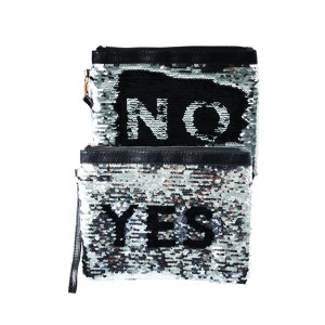 Cosmetic Sequins Bag with Words (Yes & No) Cosmetic Sequins Bag with Words (Yes & No)