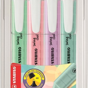 Stabilo: Swing Pastel Highlighters – Assorted 4 PACK Stabilo: Swing Pastel Highlighters – Assorted 4 PACK