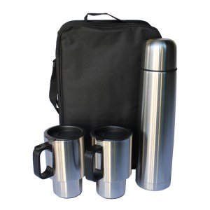 1 Liter Stainless Steel Vacuum Flask and 2 Cup Set with Pouch 1 Liter Stainless Steel Vacuum Flask and 2 Cup Set with Pouch