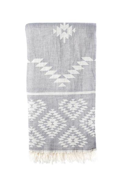Turkish Bath / Beach Towel (100% Cotton) – Kelim Light Grey (95x175cm) Turkish Bath / Beach Towel (100% Cotton) – Kelim Light Grey (95x175cm)