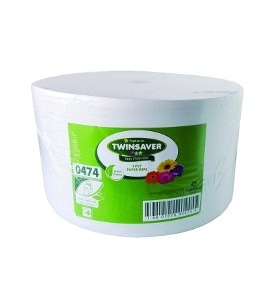 Twinsaver Wipe One Ply 210mm x 1500m NP0474 Twinsaver Wipe One Ply 210mm x 1500m NP0474
