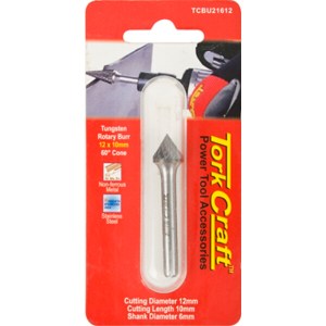 Tork Craft Rotary Burr Tungsten 12x10x6mm 60 Degree Cone Tork Craft Rotary Burr Tungsten 12x10x6mm 60 Degree Cone