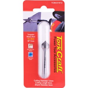 Tork Craft Rotary Burr Tungsten 12x6x6mm 90 Degree Cone Tork Craft Rotary Burr Tungsten 12x6x6mm 90 Degree Cone
