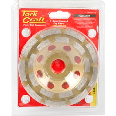 Tork Craft Dia. Cup Wheel 115 x 22.23mm Dbl Row Laser Welded Tork Craft Dia. Cup Wheel 115 x 22.23mm Dbl Row Laser Welded