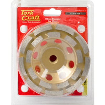 Tork Craft Dia. Cup Wheel 115 mm x m14 Dbl Row Cold Pressed Tork Craft Dia. Cup Wheel 115 mm x m14 Dbl Row Cold Pressed