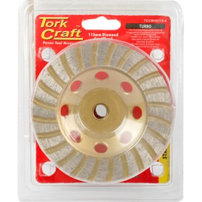 Tork Craft Dia. Cup Wheel 115mm x m14 Turbo Laser Welded Tork Craft Dia. Cup Wheel 115mm x m14 Turbo Laser Welded