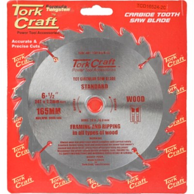 Tork Craft Blade TCT 165 x 24T 20/16 General Purpose Rip Tork Craft Blade TCT 165 x 24T 20/16 General Purpose Rip