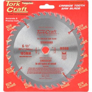 Tork Craft Blade TCT 165 x 40T 20/16 General Purpose Combination Tork Craft Blade TCT 165 x 40T 20/16 General Purpose Combination