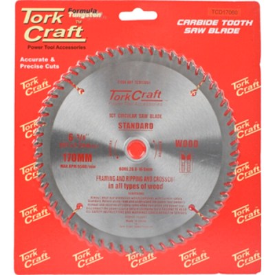 Tork Craft Blade TCT 170 x 60T 20/16 General Purpose Cross Cut Tork Craft Blade TCT 170 x 60T 20/16 General Purpose Cross Cut