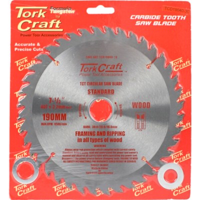 Tork Craft Blade TCT 190 x 40T 30/20/16mm General Purpose Combination Tork Craft Blade TCT 190 x 40T 30/20/16mm General Purpose Combination