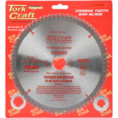 Tork Craft Blade TCT 190 x 72T 30/ General Purpose Cross Cut Smooth Tork Craft Blade TCT 190 x 72T 30/ General Purpose Cross Cut Smooth