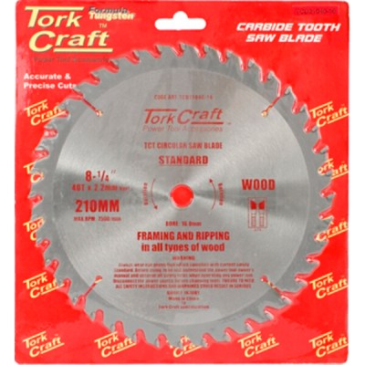 Tork Craft Blade TCT 210 x 40T 16mm General Purpose Combination Tork Craft Blade TCT 210 x 40T 16mm General Purpose Combination