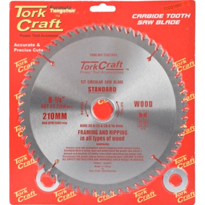 Tork Craft Blade TCT 210 x 60T 30/1/20/16 General Purpose Cross Cut Tork Craft Blade TCT 210 x 60T 30/1/20/16 General Purpose Cross Cut