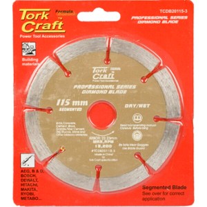 Tork Craft Diamond Blade 10mm Seg for Cutting Blding materials 115mm22x23mm Tork Craft Diamond Blade 10mm Seg for Cutting Blding materials 115mm22x23mm