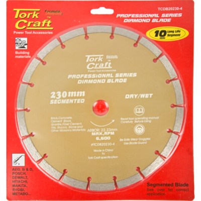 Tork Craft Diamond Blade 10mm Seg for Cutting Blding materials 230mm 22.23 Tork Craft Diamond Blade 10mm Seg for Cutting Blding materials 230mm 22.23