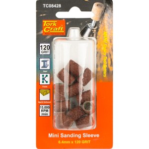 Tork Craft Mini Sanding Sleeve 6.4mm 120g 12 Piece Tork Craft Mini Sanding Sleeve 6.4mm 120g 12 Piece