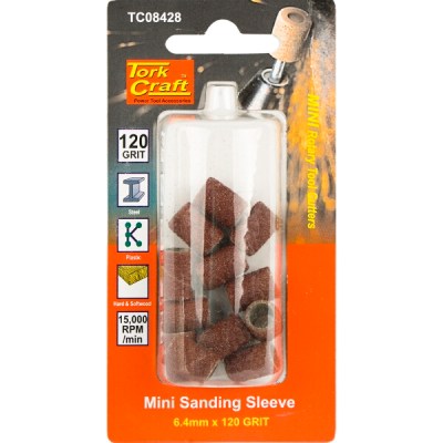 Tork Craft Mini Sanding Sleeve 6.4mm 120g 12 Piece Tork Craft Mini Sanding Sleeve 6.4mm 120g 12 Piece