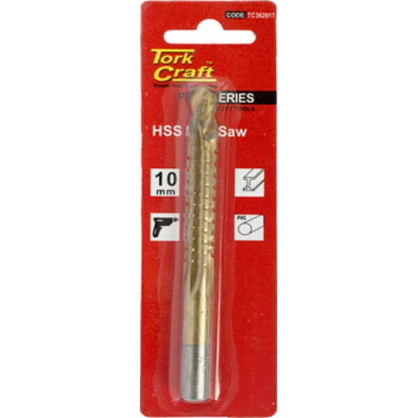 Tork Craft Drill Saw 10mm Tin. Coated Carded Tork Craft Drill Saw 10mm Tin. Coated Carded