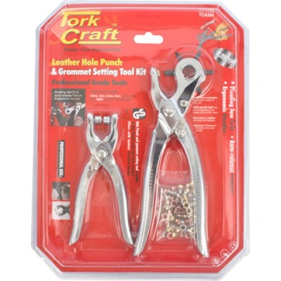 Tork Craft Leather Hole Punch & Grommet Setting Tool Kit Tork Craft Leather Hole Punch & Grommet Setting Tool Kit