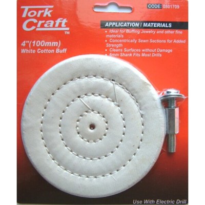 Tork Craft Cotton Buff 100mm x 6mm Shaft Tork Craft Cotton Buff 100mm x 6mm Shaft