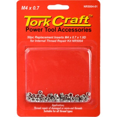 Tork Craft Thread Repair Kit M4 x 0.7 x1.0mm Repl. Inserts for Nr5004 Tork Craft Thread Repair Kit M4 x 0.7 x1.0mm Repl. Inserts for Nr5004