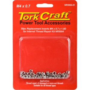 Tork Craft Thread Repair Kit M4 x 0.7 x1.0mm Repl. Inserts for Nr5004 Tork Craft Thread Repair Kit M4 x 0.7 x1.0mm Repl. Inserts for Nr5004