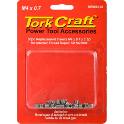Tork Craft Thread Repair Kit M4 x 0.7 x1.5mm Repl. Inserts for Nr5004 Tork Craft Thread Repair Kit M4 x 0.7 x1.5mm Repl. Inserts for Nr5004