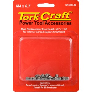 Tork Craft Thread Repair Kit M4 x 0.7 x1.5mm Repl. Inserts for Nr5004 Tork Craft Thread Repair Kit M4 x 0.7 x1.5mm Repl. Inserts for Nr5004