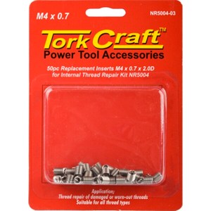 Tork Craft Thread Repair Kit M4 x 0.7 x 2.0mm Repl. Inserts for Nr5004 Tork Craft Thread Repair Kit M4 x 0.7 x 2.0mm Repl. Inserts for Nr5004