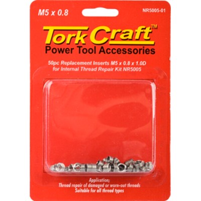 Tork Craft Thread Repair Kit M5 x 0.8 x 1.0mm Repl. Inserts for Nr5005 Tork Craft Thread Repair Kit M5 x 0.8 x 1.0mm Repl. Inserts for Nr5005