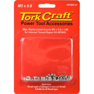 Tork Craft Thread Repair Kit M5 x 0.8 x 1.0mm Repl. Inserts for Nr5005 Tork Craft Thread Repair Kit M5 x 0.8 x 1.0mm Repl. Inserts for Nr5005