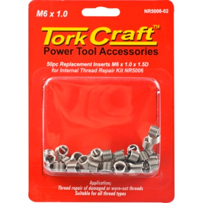 Tork Craft Thread Repair Kit M6 x 1.0 x 1.5mm Repl. Inserts for Nr5006 Tork Craft Thread Repair Kit M6 x 1.0 x 1.5mm Repl. Inserts for Nr5006