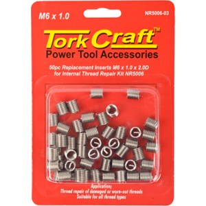 Tork Craft Thread Repair Kit M6 x 1.0 x 2.0mm Repl. Inserts for Nr5006 Tork Craft Thread Repair Kit M6 x 1.0 x 2.0mm Repl. Inserts for Nr5006